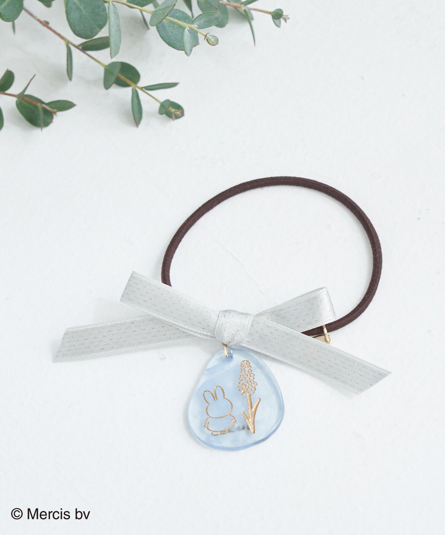 ROPE PICNIC PASSAGE「【miffy&times;ROPE' PICNIC】フラワーシャイニーリボンポニー」|ヘアゴム・シュシュ|ブルー系(45)