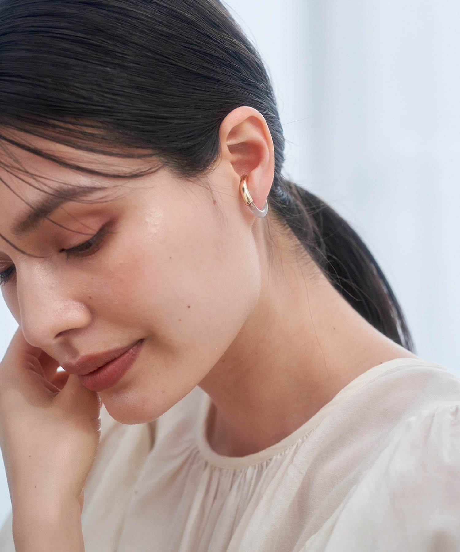 ROPE PICNIC PASSAGE「マーブルメタルコンビビッグイヤカフス」|イヤリング|