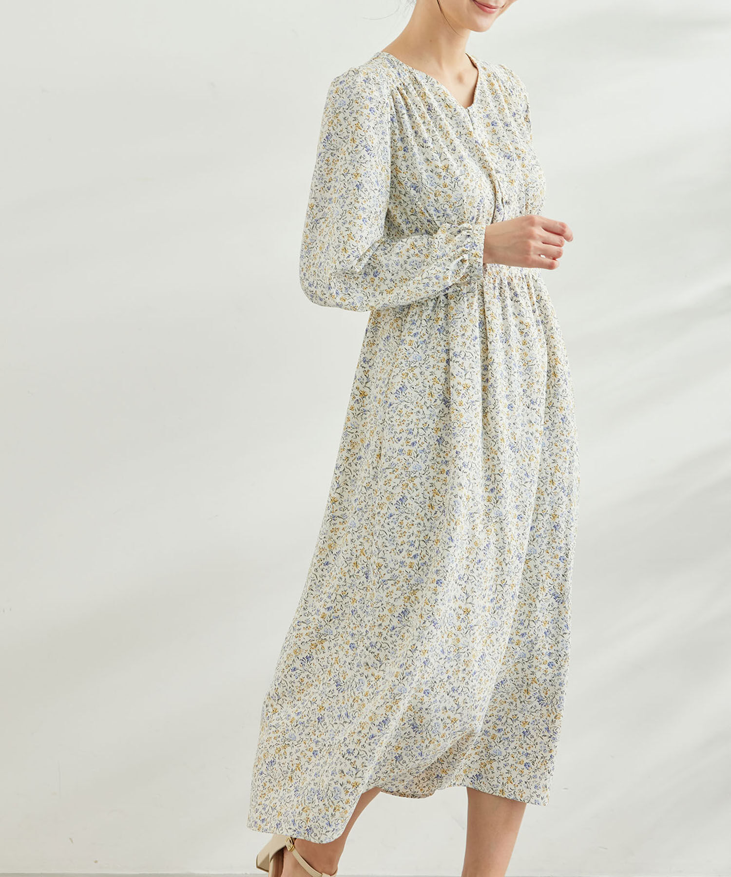 Rope&rsquo;Picnic「小花柄ハイウエストワンピース」|ワンピース|