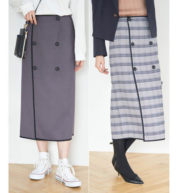 Rope&rsquo;Picnic「チェック＆無地リバーシブルスカート」|スカート|