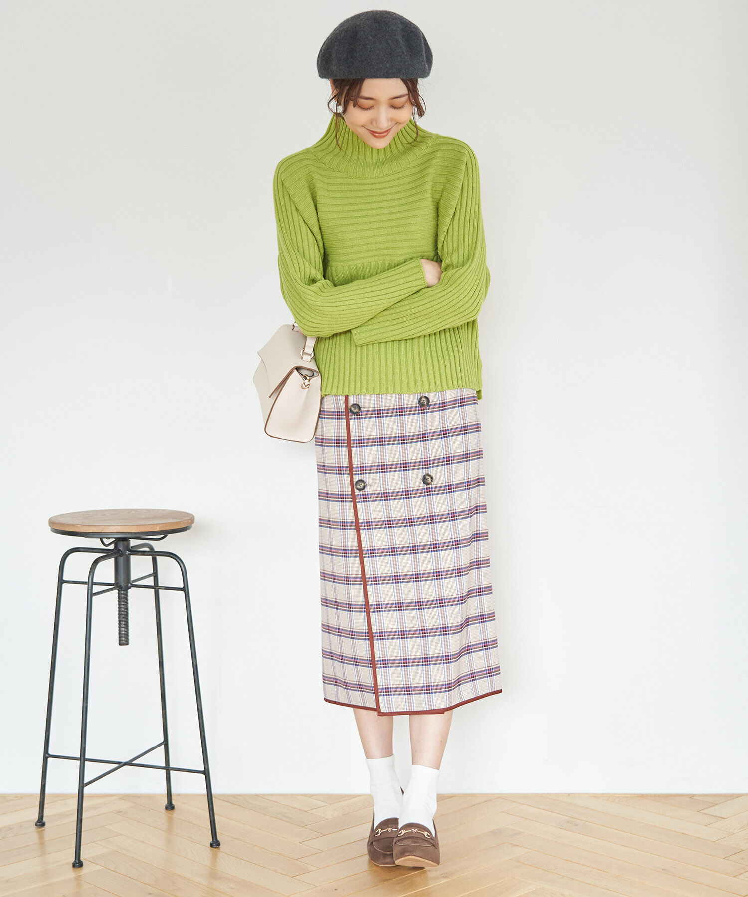 Rope&rsquo;Picnic「チェック＆無地リバーシブルスカート」|スカート|