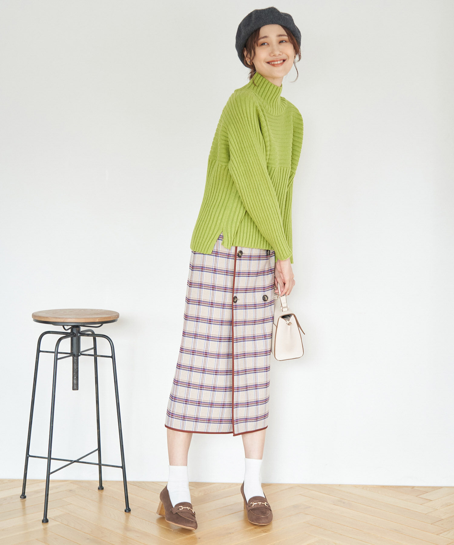 Rope&rsquo;Picnic「チェック＆無地リバーシブルスカート」|スカート|