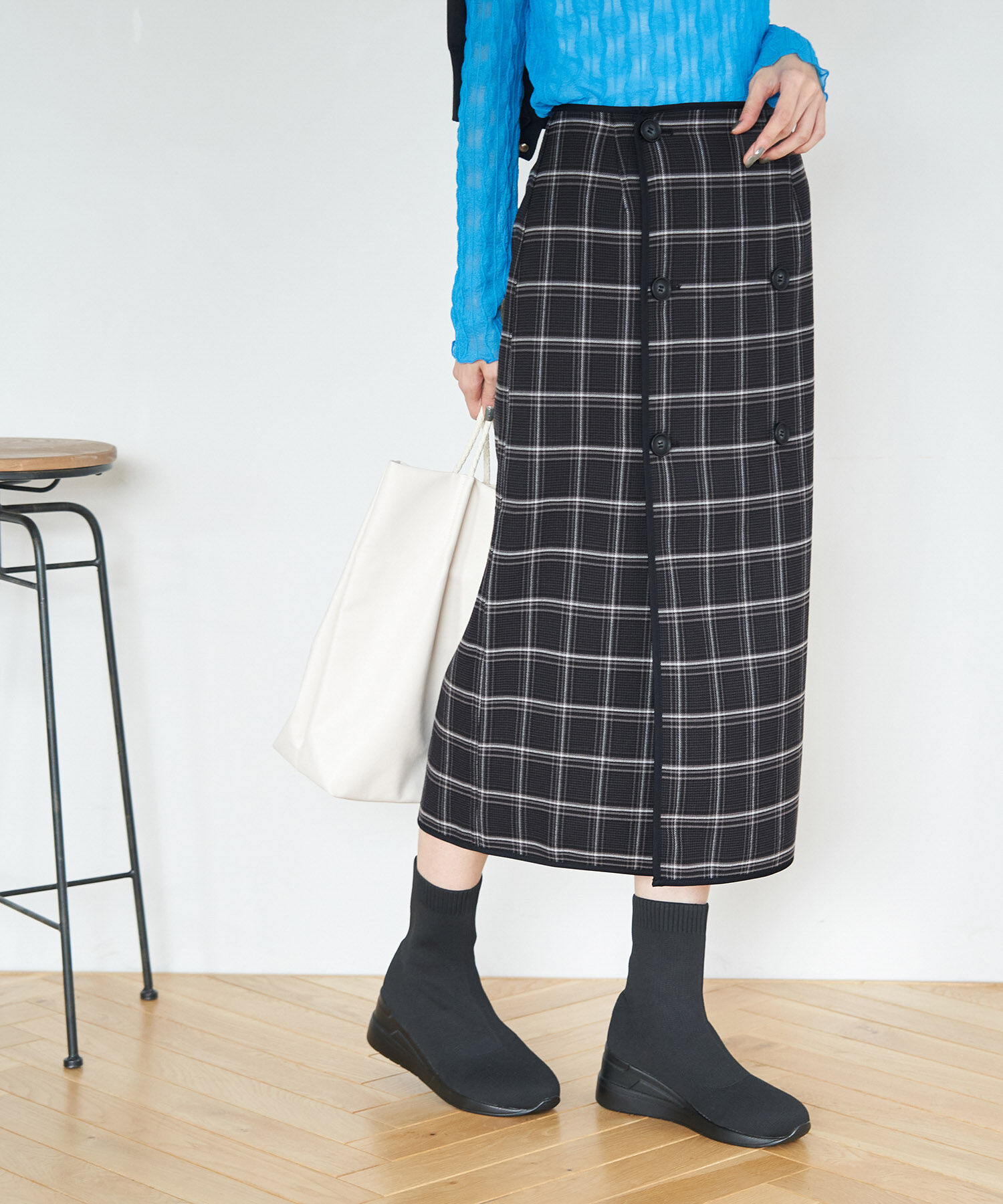 Rope&rsquo;Picnic「チェック＆無地リバーシブルスカート」|スカート|