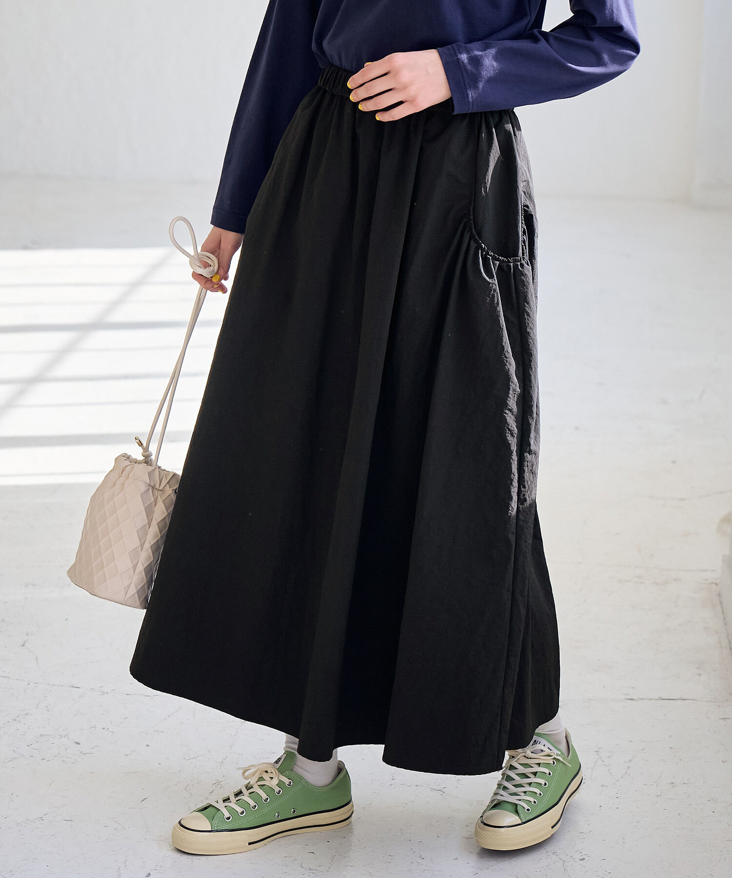 ROPE' PICNIC R「ナイロンギャザーポケットスカート」|スカート|ブラック(01)