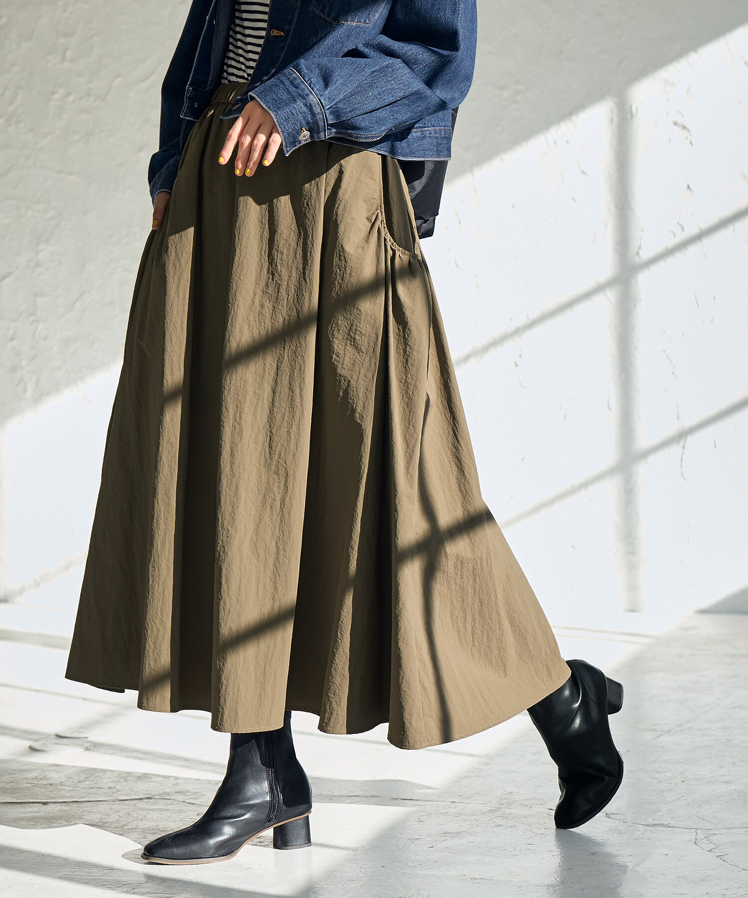 ROPE' PICNIC R「ナイロンギャザーポケットスカート」|スカート|カーキ(36)