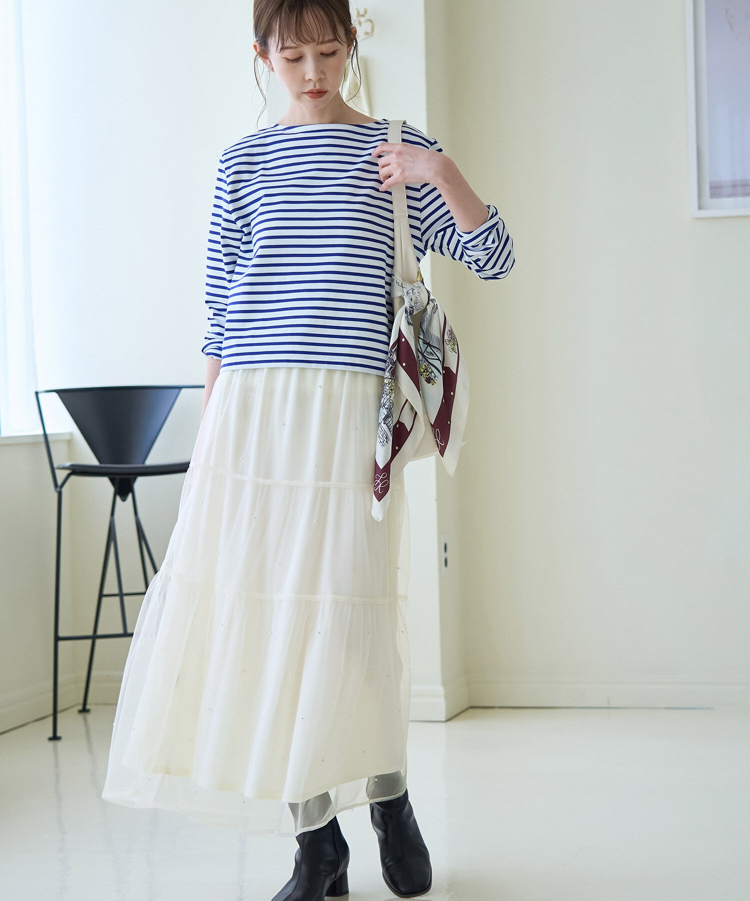 Rope&rsquo;Picnic「パール付きチュールティアードスカート」|スカート|