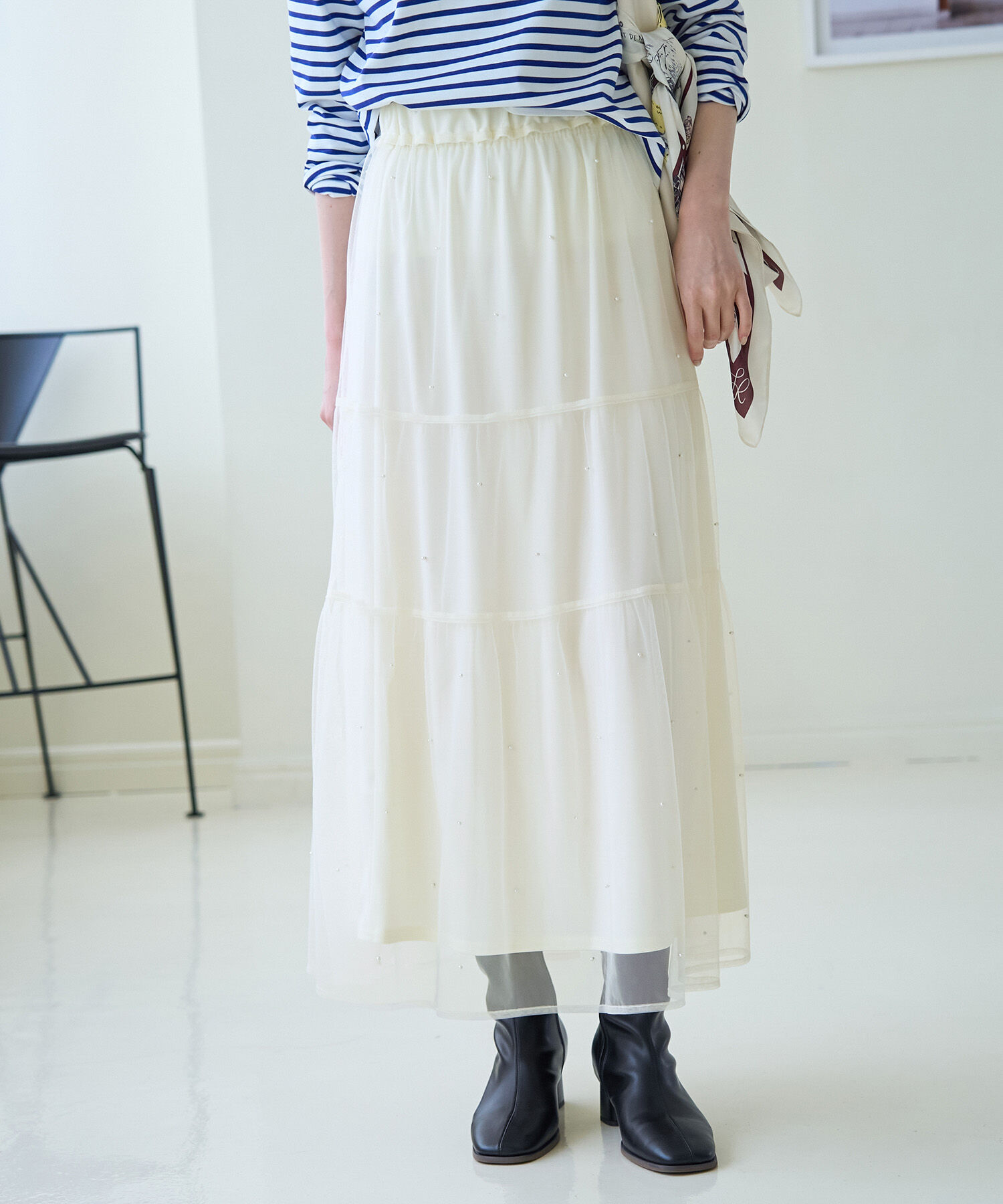 Rope&rsquo;Picnic「パール付きチュールティアードスカート」|スカート|