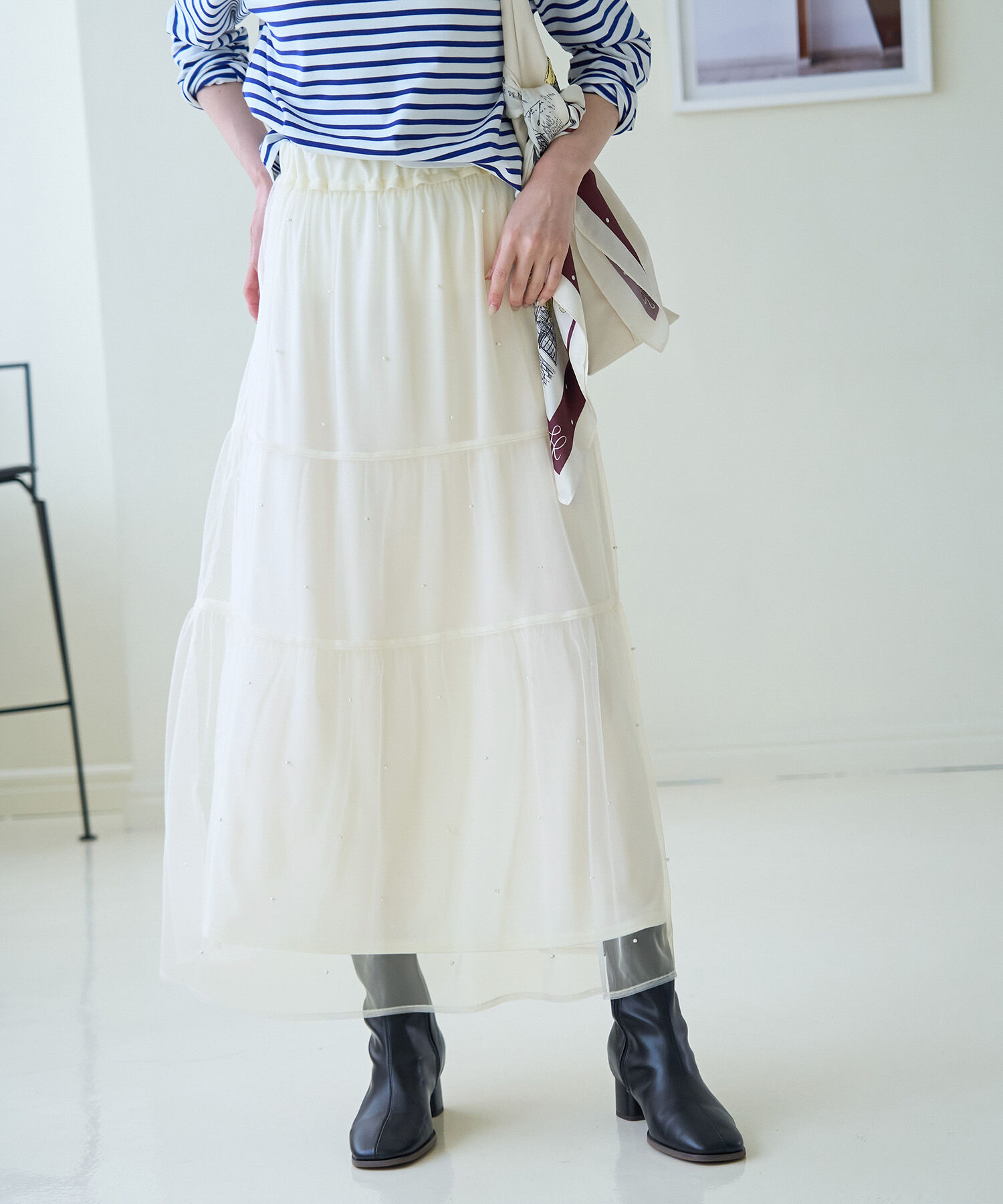 Rope&rsquo;Picnic「パール付きチュールティアードスカート」|スカート|
