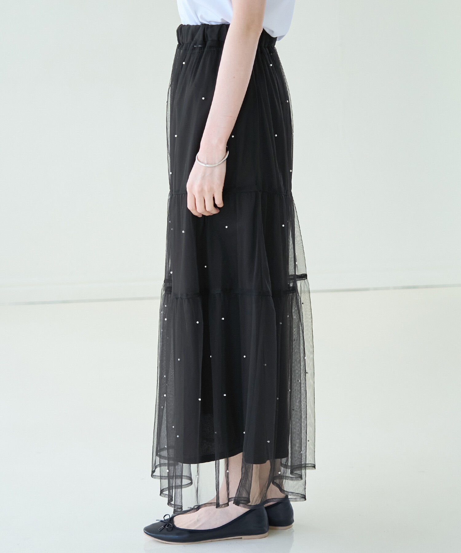 Rope&rsquo;Picnic「パール付きチュールティアードスカート」|スカート|