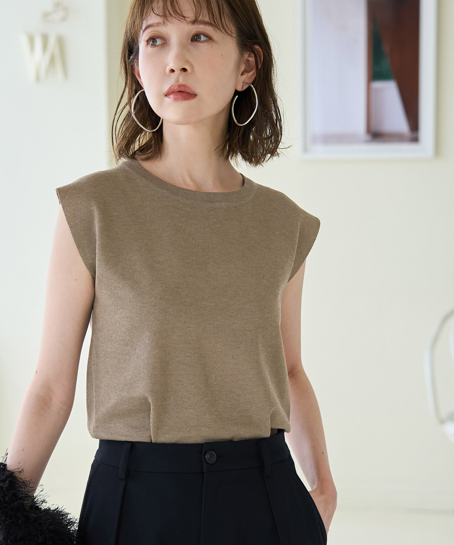 Rope&rsquo;Picnic「スパークナイロンゼロスリーブニットプルオーバー」|ニット・セーター|