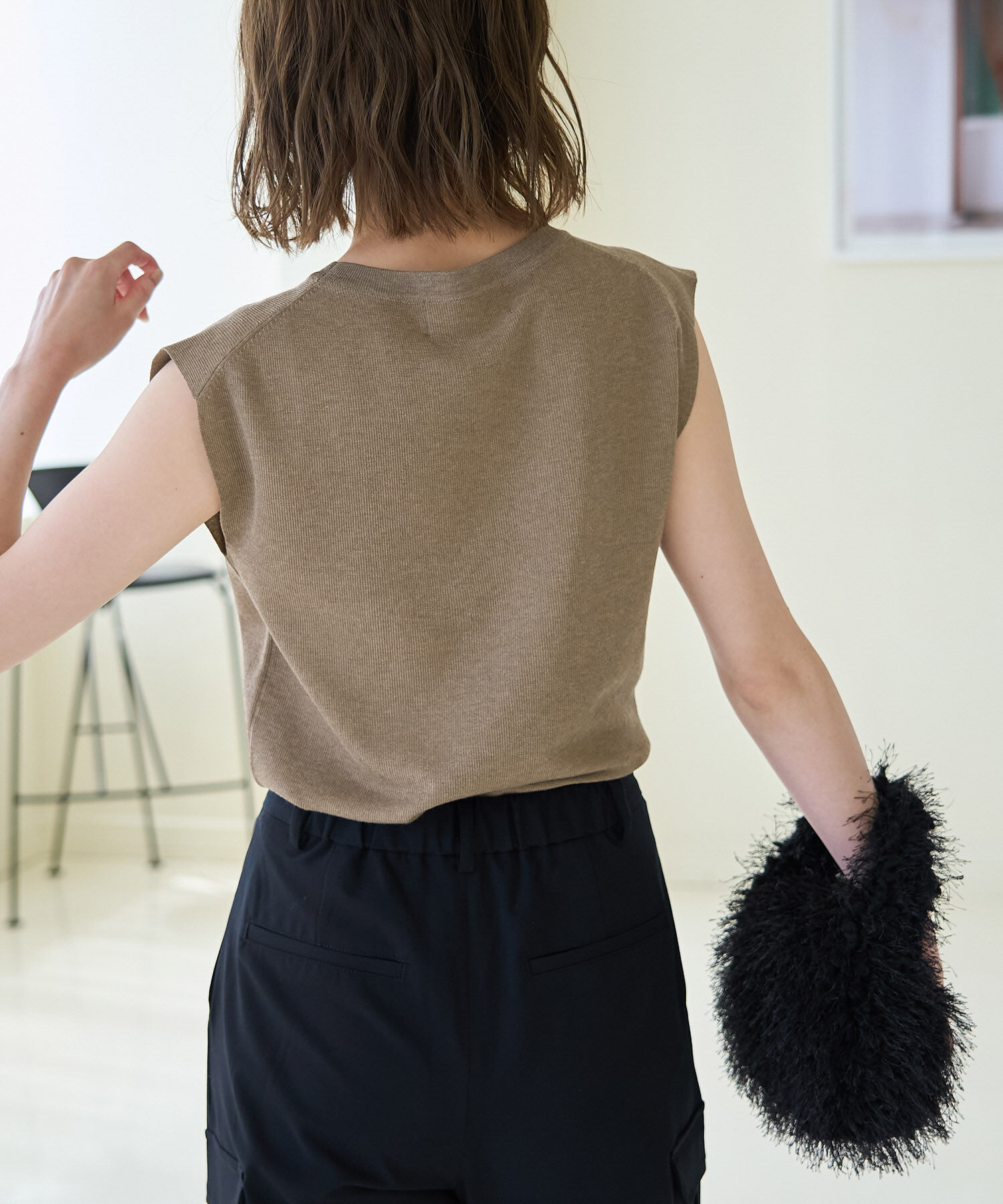 Rope&rsquo;Picnic「スパークナイロンゼロスリーブニットプルオーバー」|ニット・セーター|