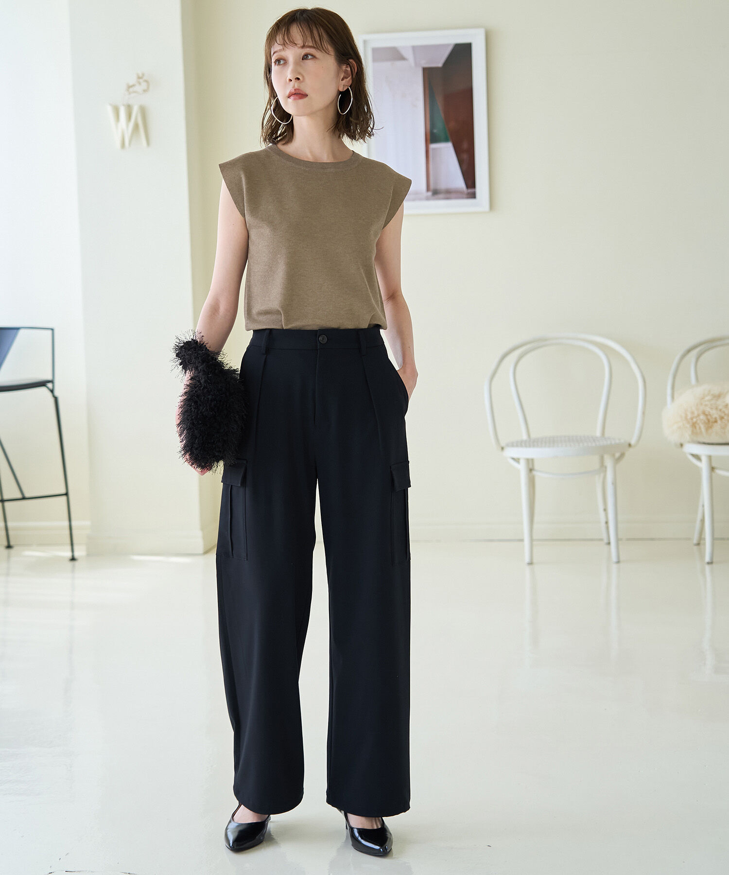 Rope&rsquo;Picnic「スパークナイロンゼロスリーブニットプルオーバー」|ニット・セーター|