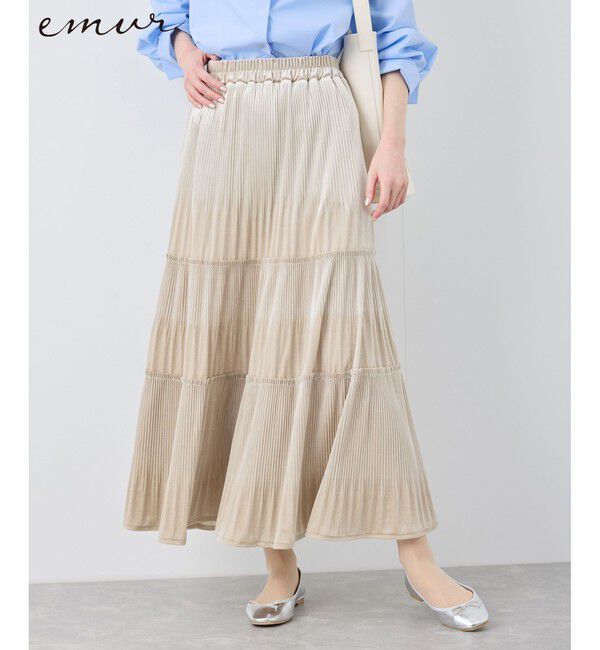 Rope&rsquo;Picnic「【emur/エミュール】ベロアプリーツスカート」|スカート|ベージュ系(28)
