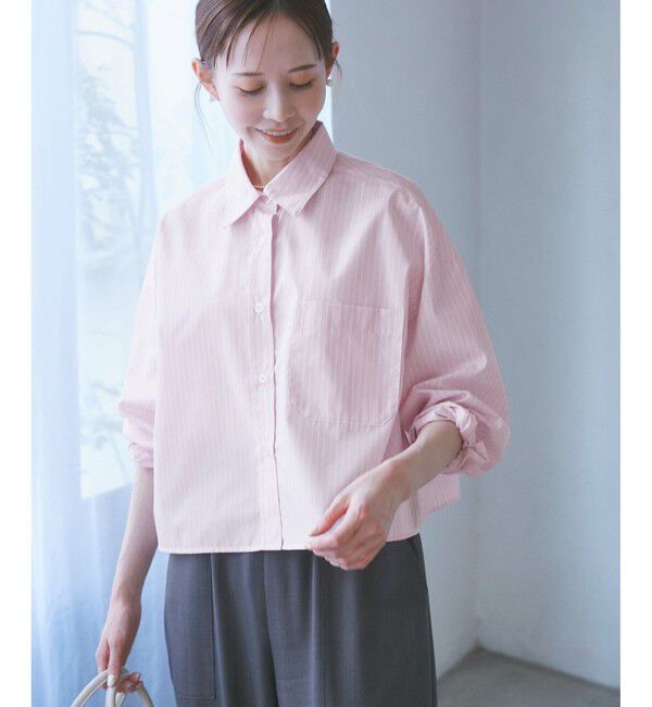 Rope&rsquo;Picnic「【花粉ガード・防シワ】クロップドシャツ」|シャツ・ブラウス|