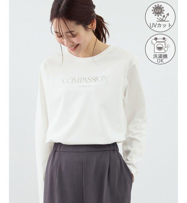 Rope&rsquo;Picnic「RENUロゴプリントロングTシャツ/UVカット・イージーケア」|Tシャツ・カットソー|ホワイト系(11)