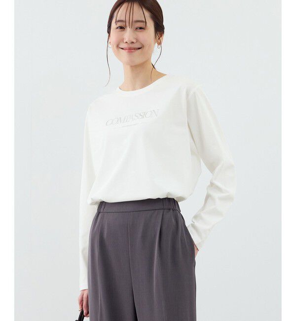 Rope&rsquo;Picnic「RENUロゴプリントロングTシャツ/UVカット・イージーケア」|Tシャツ・カットソー|