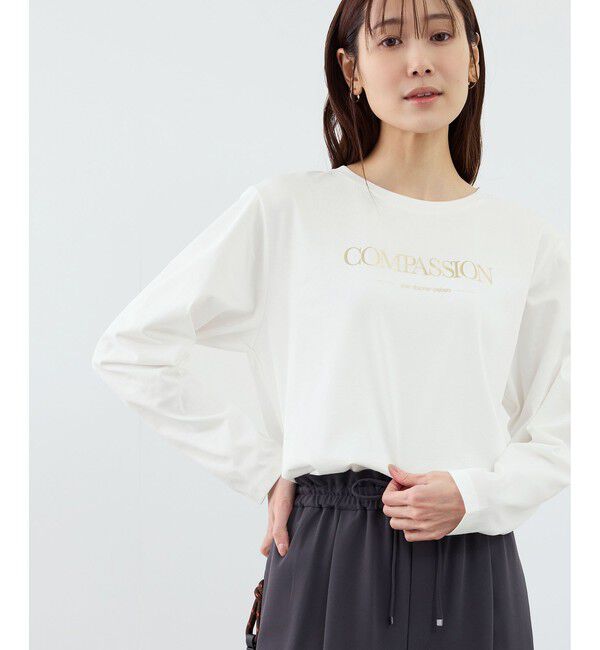 Rope&rsquo;Picnic「RENUロゴプリントロングTシャツ/UVカット・イージーケア」|Tシャツ・カットソー|