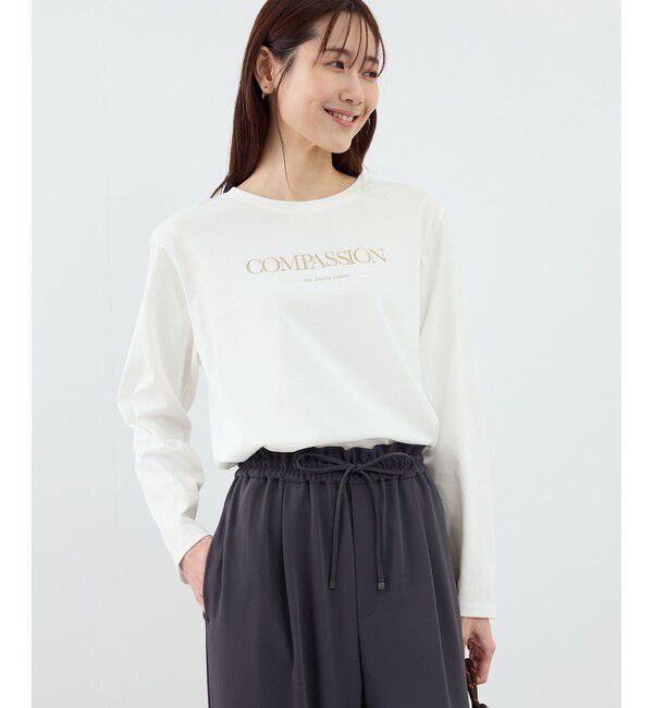 Rope&rsquo;Picnic「RENUロゴプリントロングTシャツ/UVカット・イージーケア」|Tシャツ・カットソー|