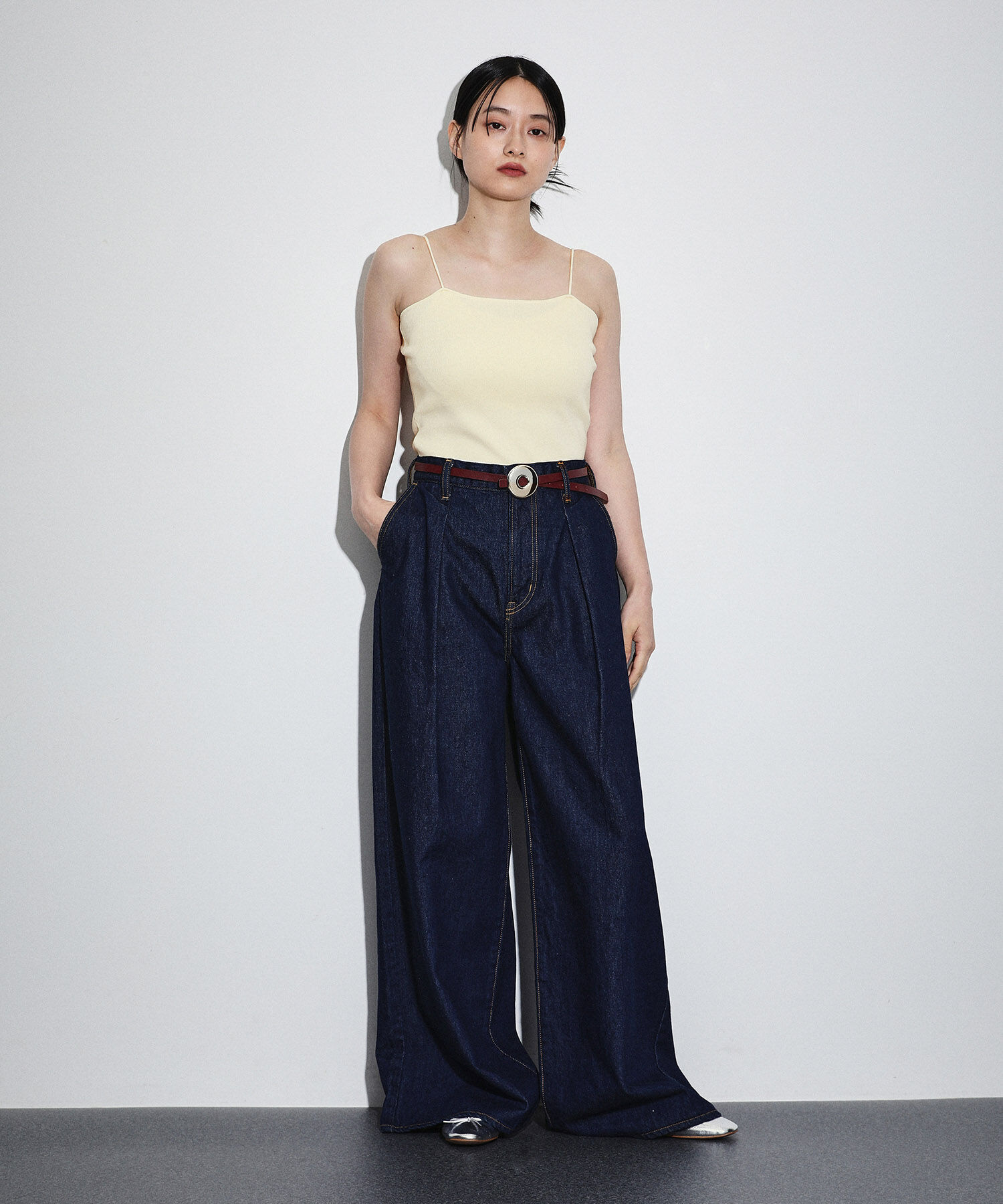 ADAM ET ROPE'「【サステナブル】ニットバージョンベアキャミ」|キャミソール|