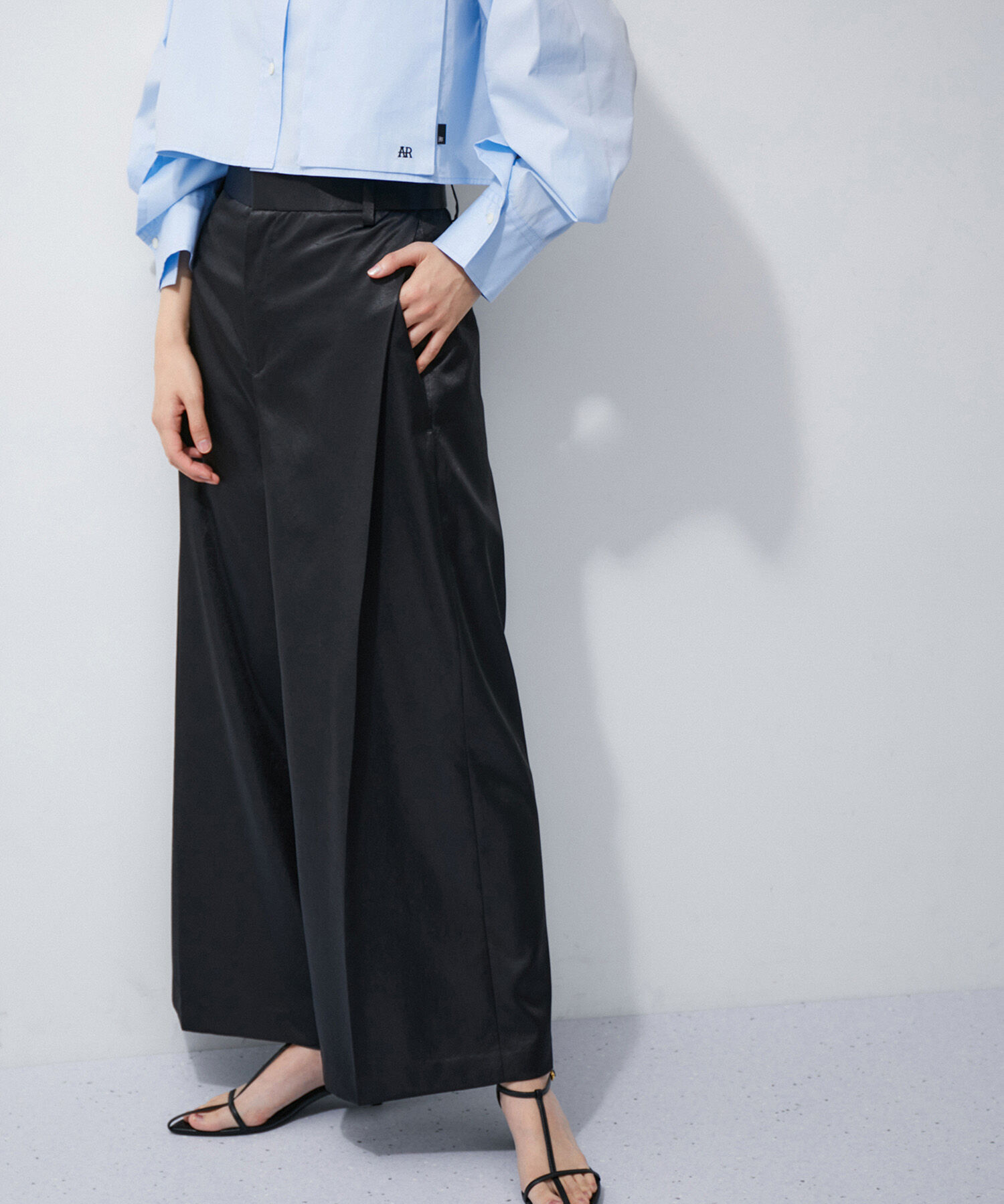 ADAM ET ROPE'「【環境配慮】ビンテージサテンサイドタックパンツ」|その他|