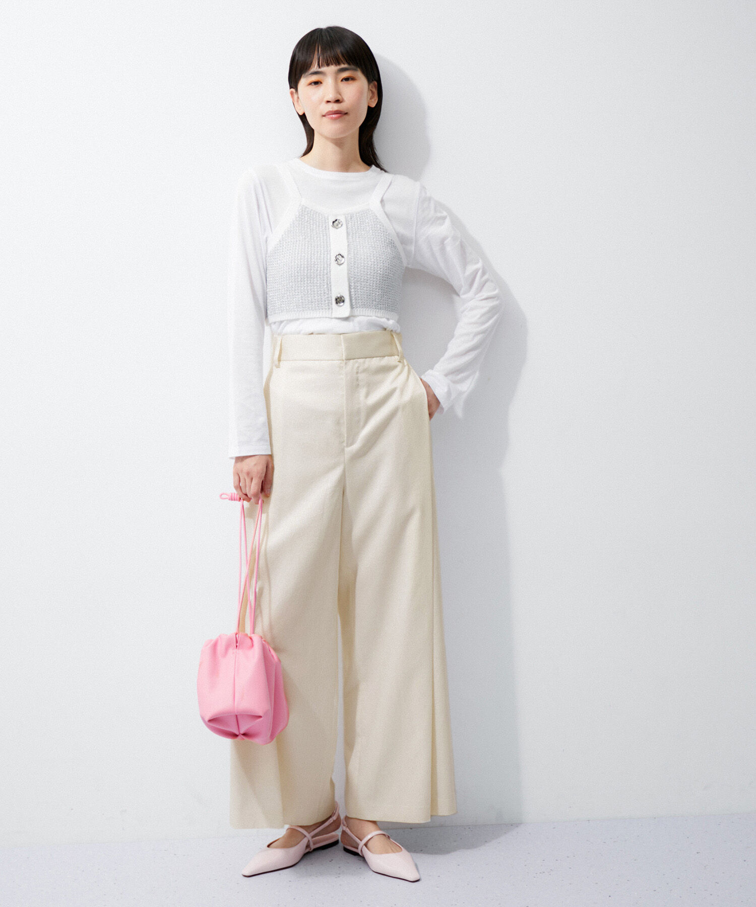 ADAM ET ROPE'「【環境配慮】ビンテージサテンサイドタックパンツ」|その他|