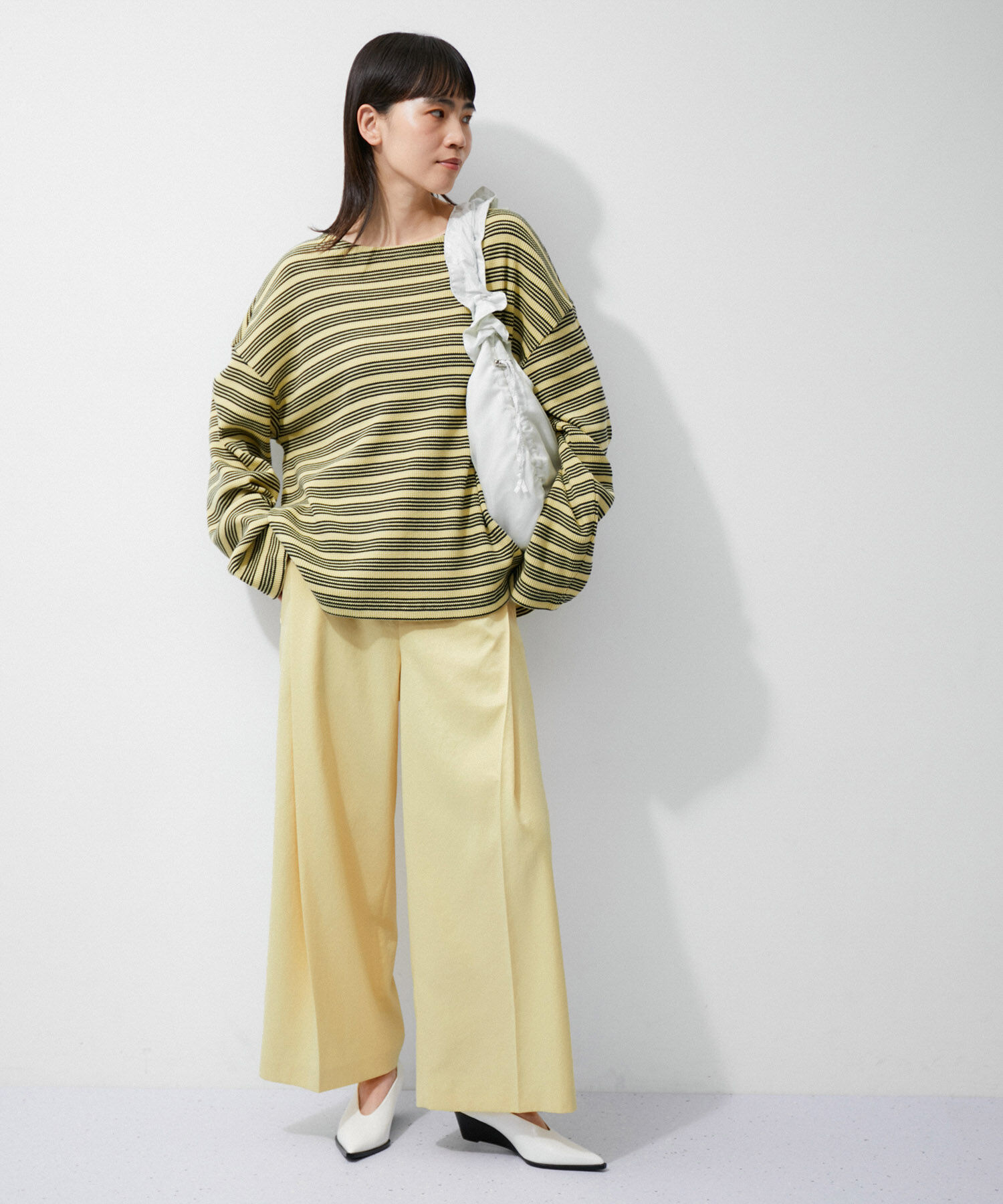 ADAM ET ROPE'「【環境配慮】ビンテージサテンサイドタックパンツ」|その他|