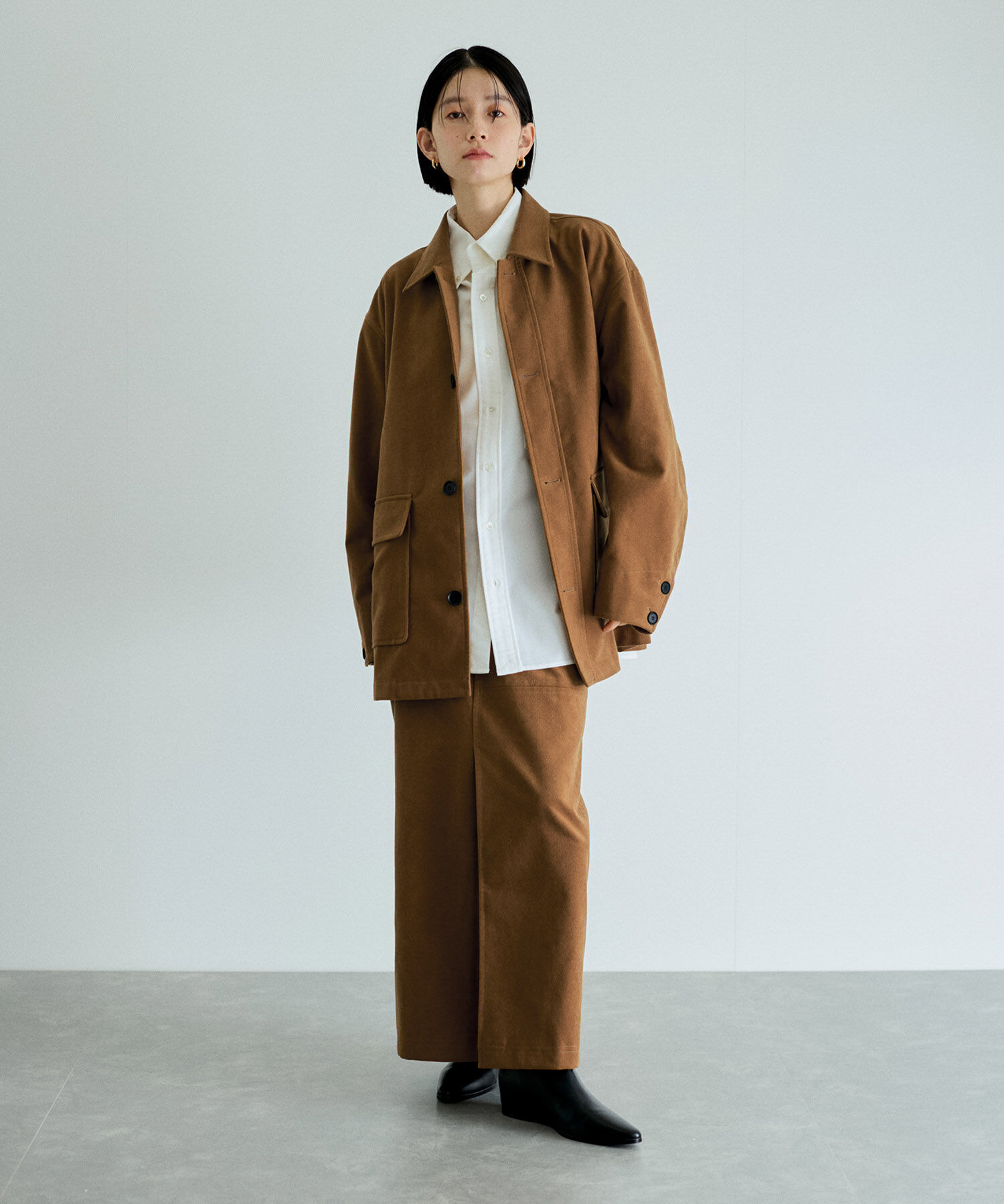 ADAM ET ROPE'「シンセティックレザーIラインスカート」|スカート|