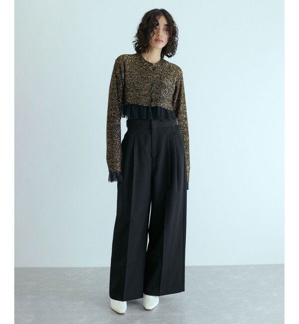 ADAM ET ROPE'「【防シワ】・【消臭】・【洗える】ウールギャバ2タックワイドスラックス」|スラックス|