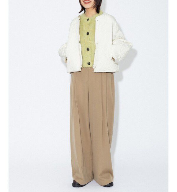 ADAM ET ROPE'「【防シワ】・【消臭】・【洗える】ウールギャバ2タックワイドスラックス」|スラックス|