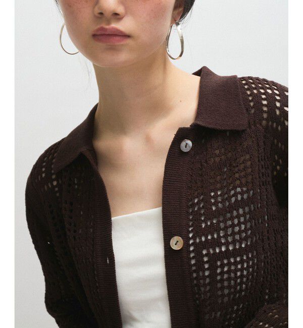 ADAM ET ROPE'「【サステナブル】クロシェライクカーディガン」|カーディガン|