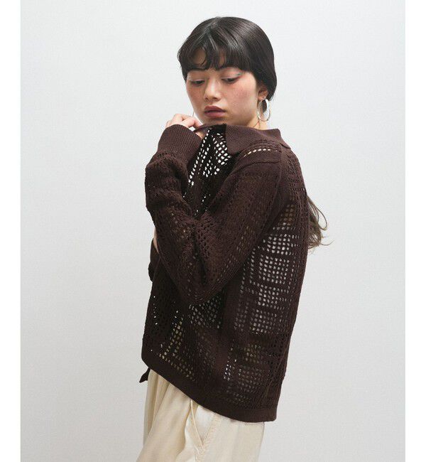 ADAM ET ROPE'「【サステナブル】クロシェライクカーディガン」|カーディガン|