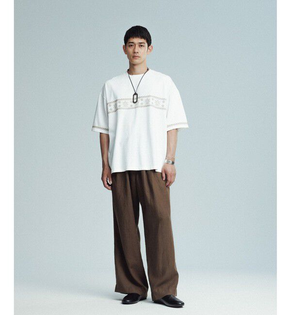 ADAM ET ROPE'「クロスステッチ ボックスシルエット Tシャツ」|Tシャツ・カットソー|