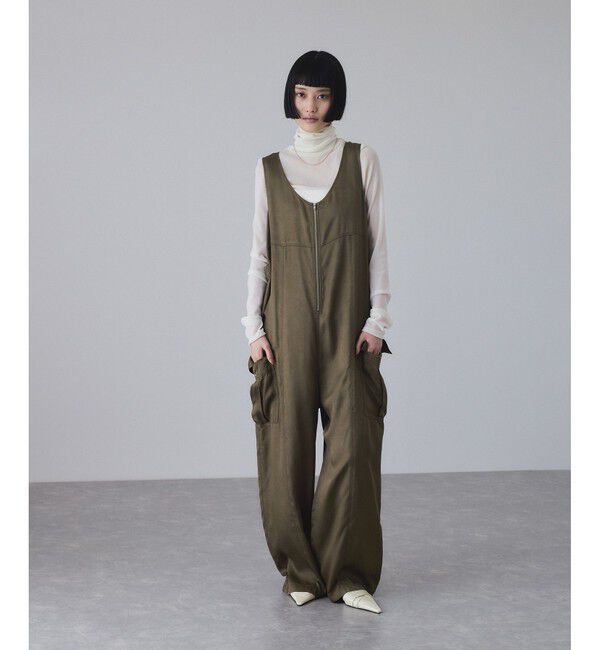 ADAM ET ROPE'「ピグメントクロスミリタリーオールインワン」|オールインワン|カーキー(36)
