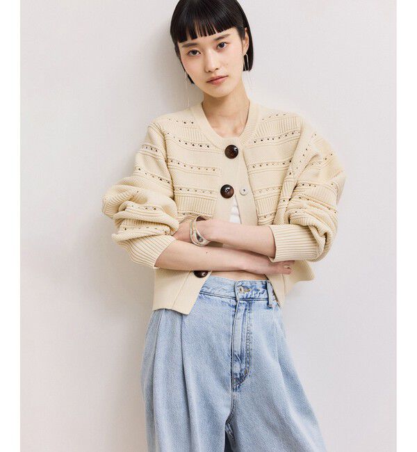 ADAM ET ROPE'「【WEB限定】mixパターンニットカーディガン」|カーディガン|