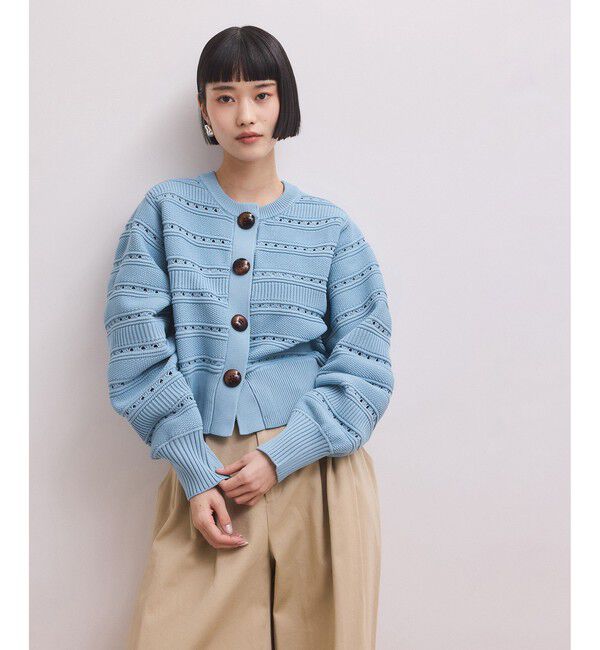 ADAM ET ROPE'「【WEB限定】mixパターンニットカーディガン」|カーディガン|