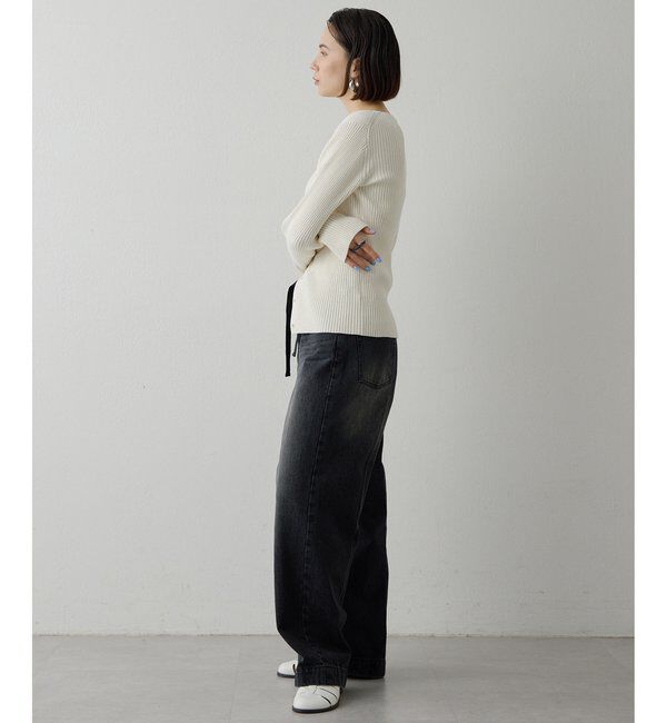  「センタープレスブラックデニムパンツ」|デニム|