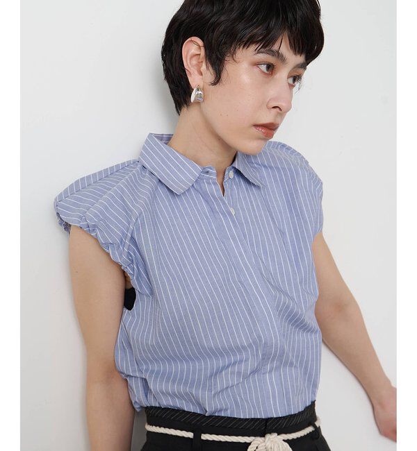 THE PAUSE「【THE PAUSE】袖ギャザーノースリーブシャツ」|シャツ・ブラウス|