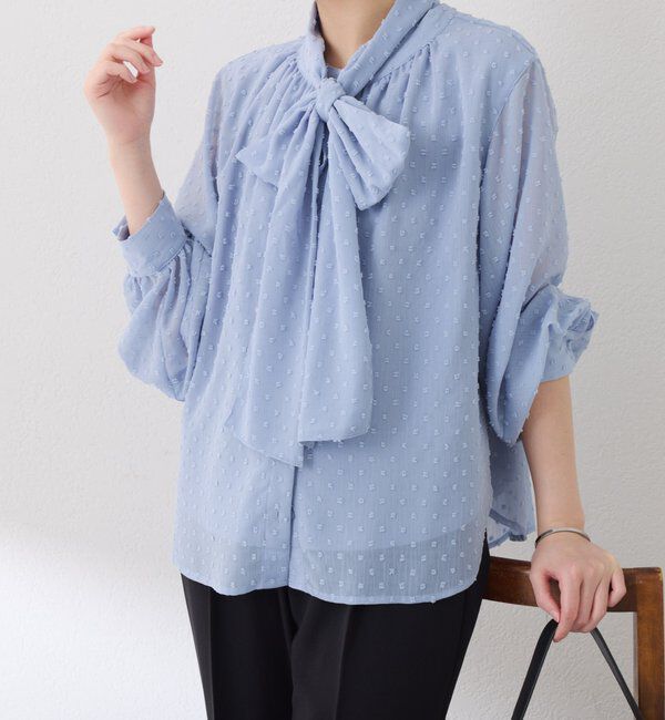  「楊柳ドットジャガードボウタイブラウス」|シャツ・ブラウス|
