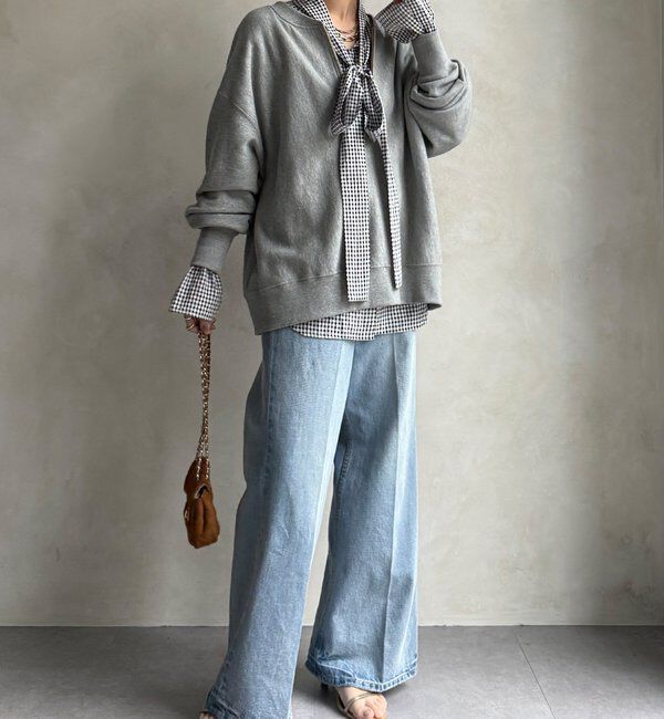  「プリント棒タイブラウス」|シャツ・ブラウス|