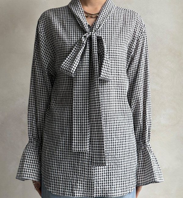  「プリント棒タイブラウス」|シャツ・ブラウス|