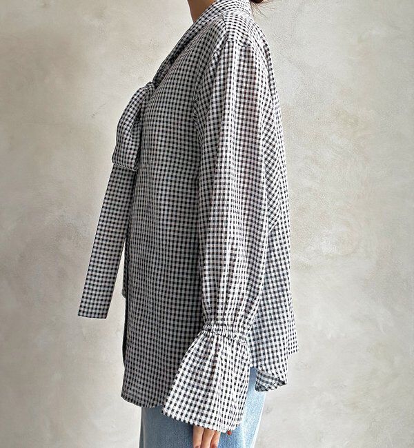  「プリント棒タイブラウス」|シャツ・ブラウス|