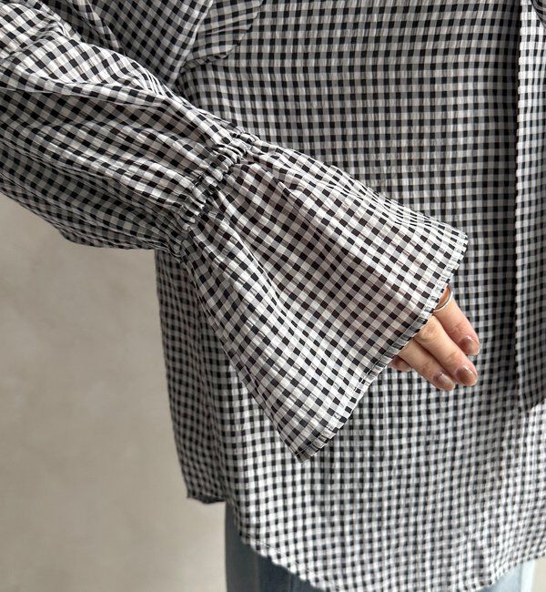  「プリント棒タイブラウス」|シャツ・ブラウス|