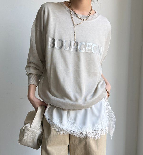  「シアーロゴニット」|ニット・セーター|ライトグレー