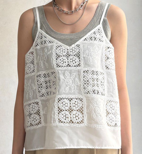  「【WEB限定】パッチワークレースキャミソール」|シャツ・ブラウス|