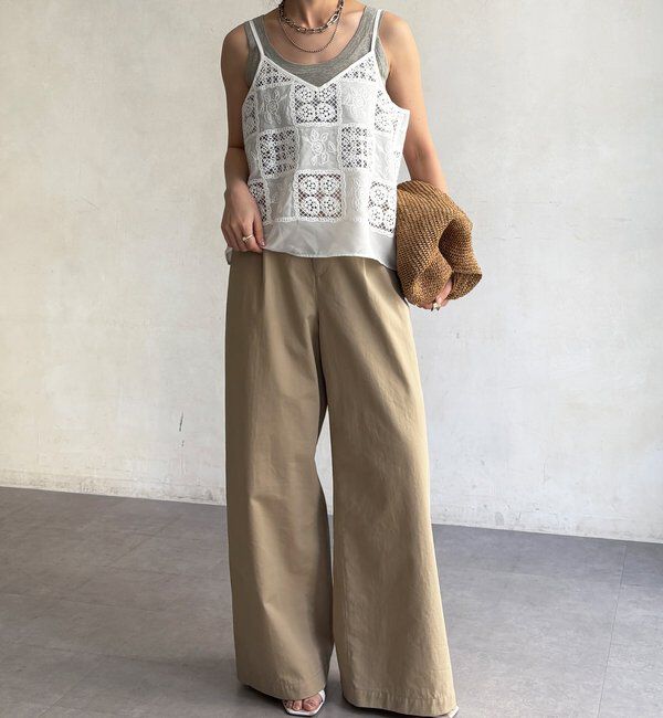  「【WEB限定】パッチワークレースキャミソール」|シャツ・ブラウス|