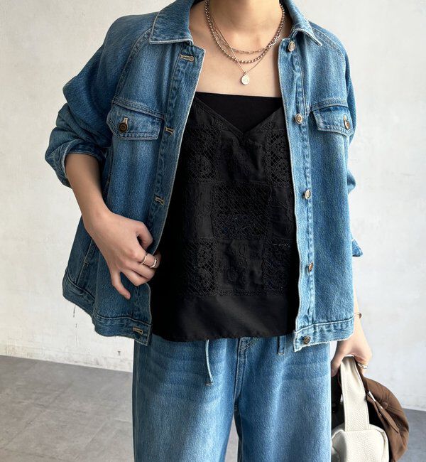  「【WEB限定】パッチワークレースキャミソール」|シャツ・ブラウス|