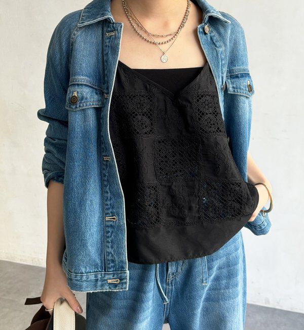  「【WEB限定】パッチワークレースキャミソール」|シャツ・ブラウス|