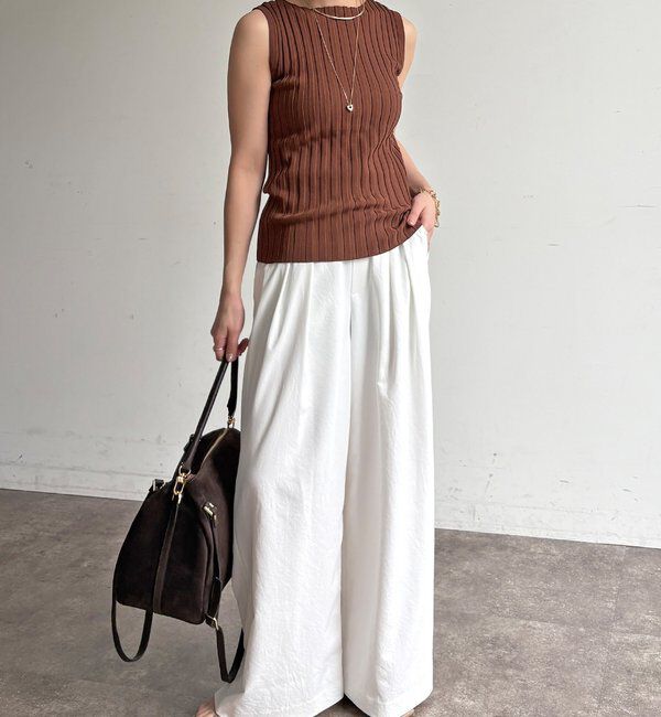  「【WEB限定】ワイドリブノースリーブプルオーバー」|ニット・セーター|