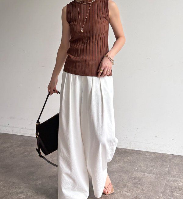  「【WEB限定】ワイドリブノースリーブプルオーバー」|ニット・セーター|