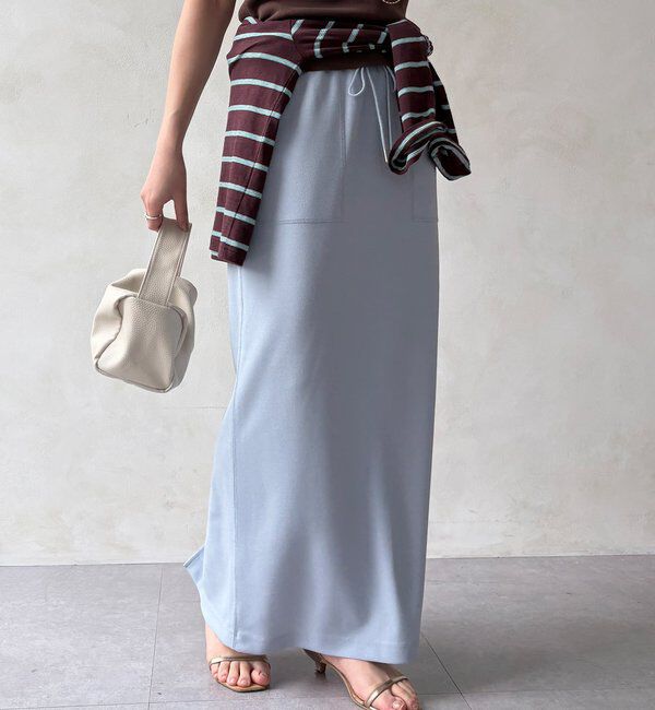  「【WEB限定】カットジョーゼットタイトスカート」|スカート|サックスブルー